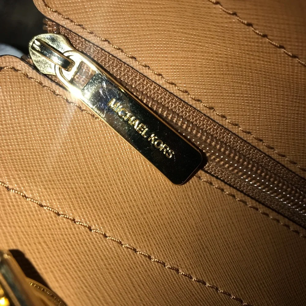 Michael Kors Brown Signature MK Logo Tote Bag with Gold Chain New without tags